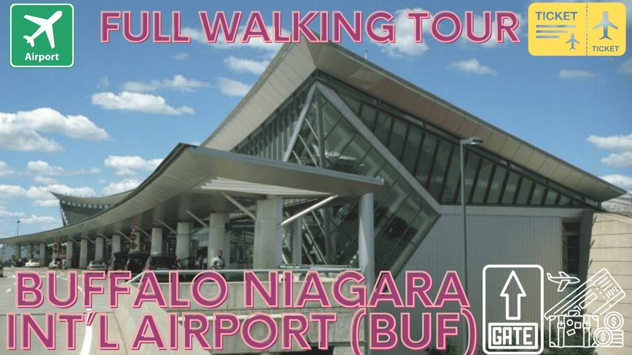 BUFFALO NIAGARA INT'L AIRPORT (BUF) FULL WALKING TOUR, DEPARTURES, ARRIVALS, GATES, TRANSPORTATIONS.