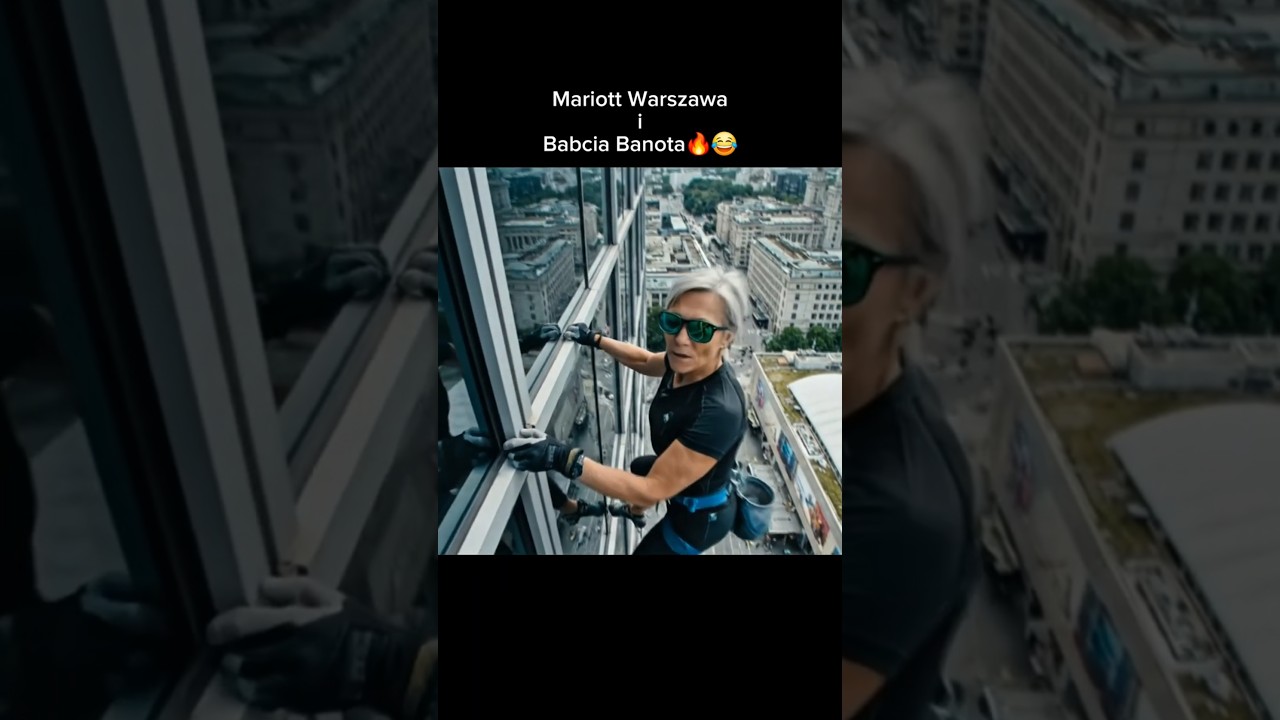 Mariott i Babcia Banota 🔥😂 #babcia #mariott #banot #warszawa #wspinaczka #wieżowiec #śmieszne