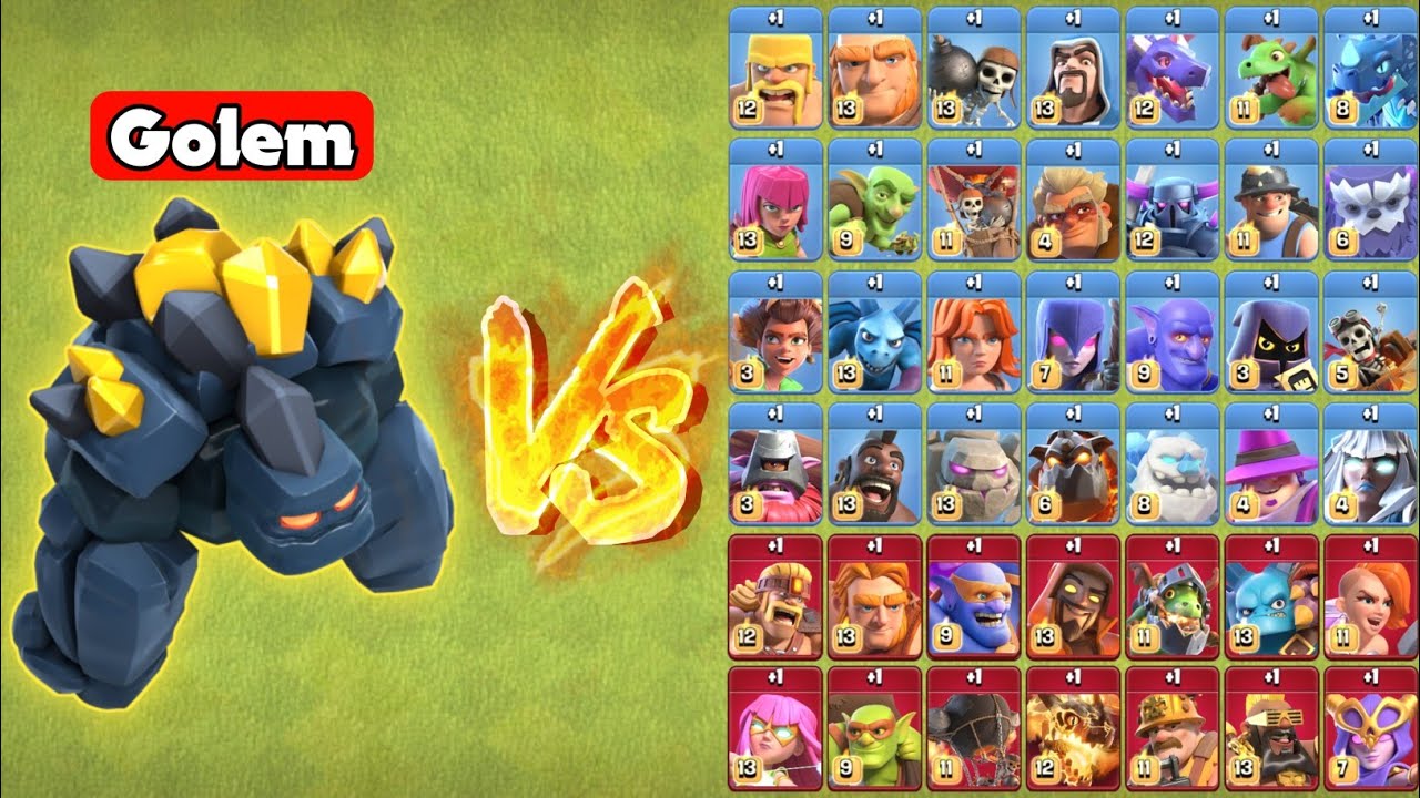 New Max Level Golem vs All Max Troops! - Clash of Clans