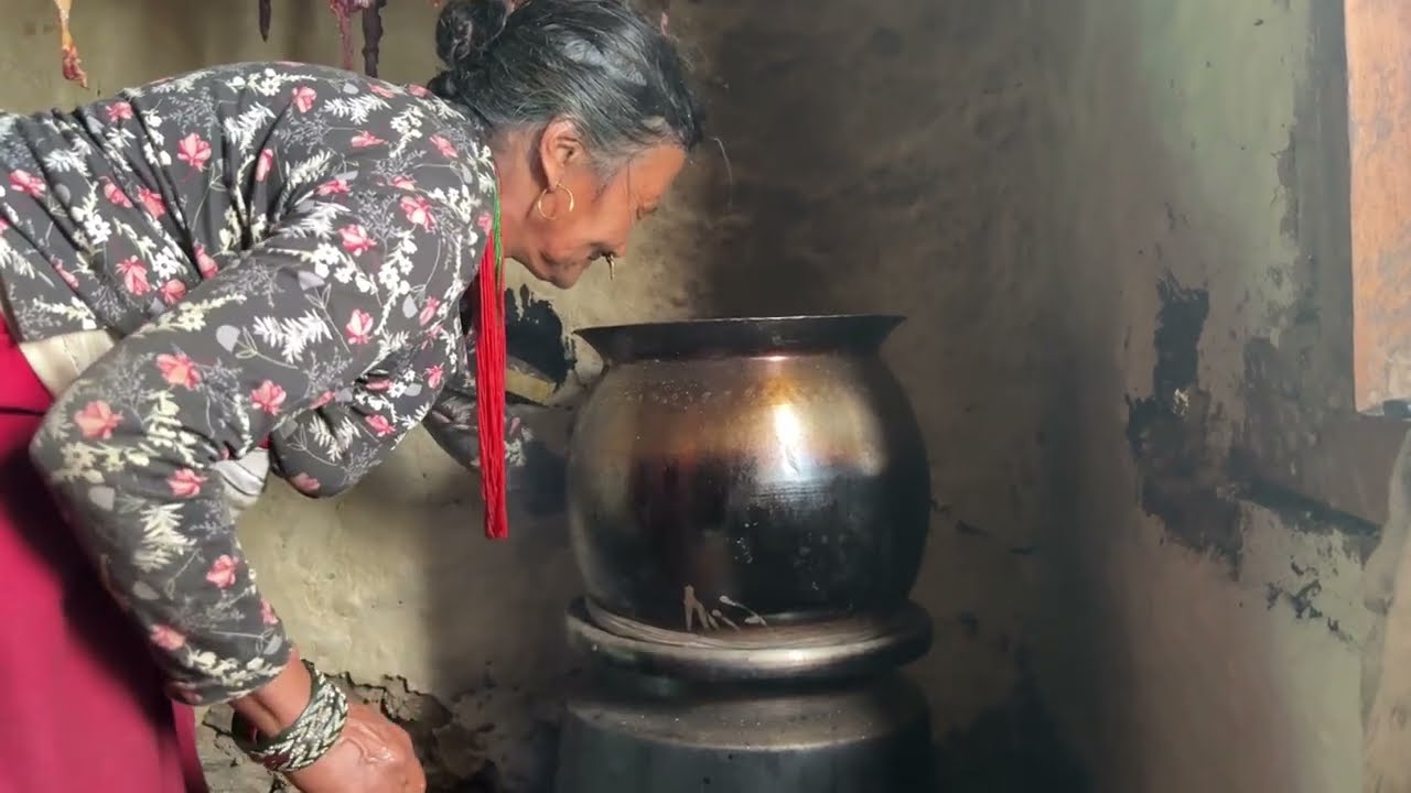 Local Fingermillate wine Making Process in rural Nepal 