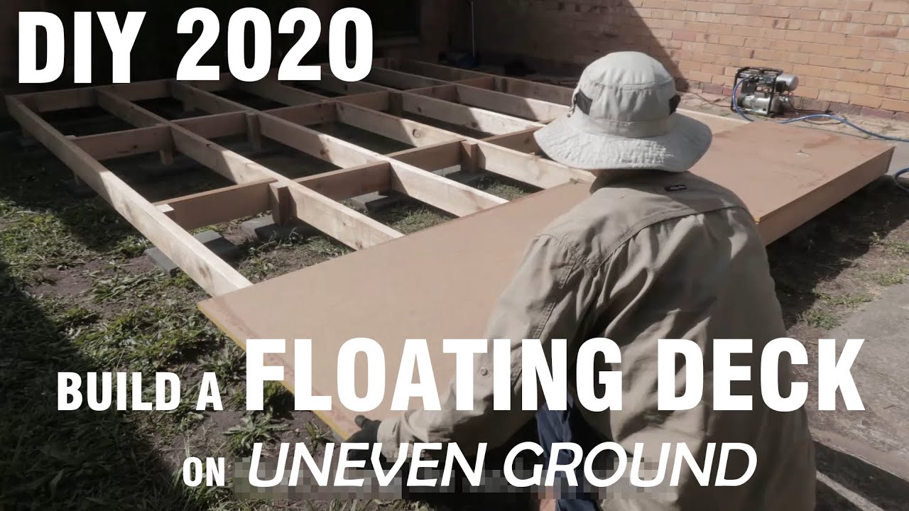 How To Build A Floating Deck 2020 | DIY | Uneven Ground | Time Lapse | No Digging