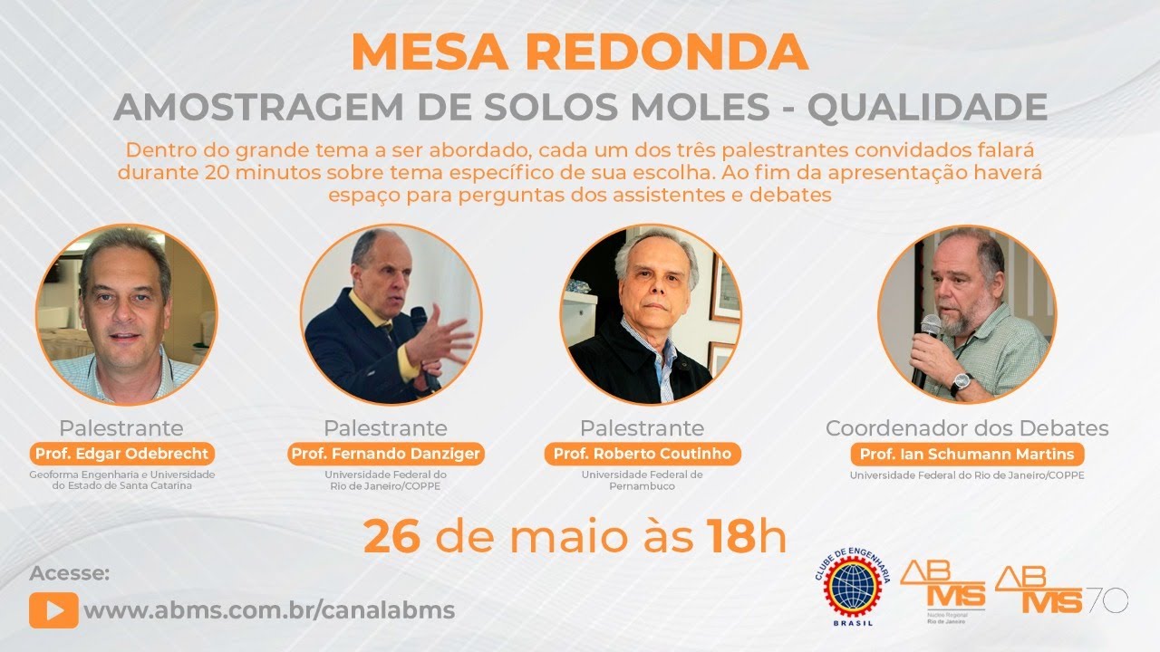 Mesa Redonda: Amostragem de Solos Moles - Qualidade