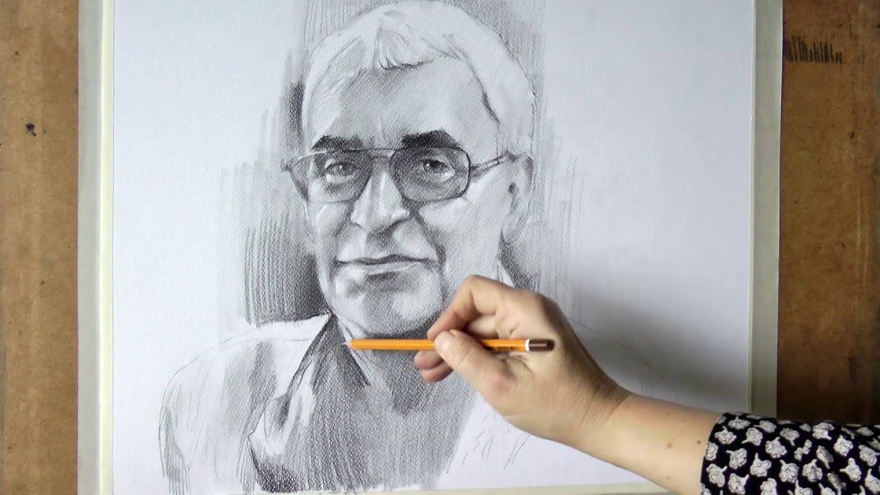 Black and white  realistic drawing portrait