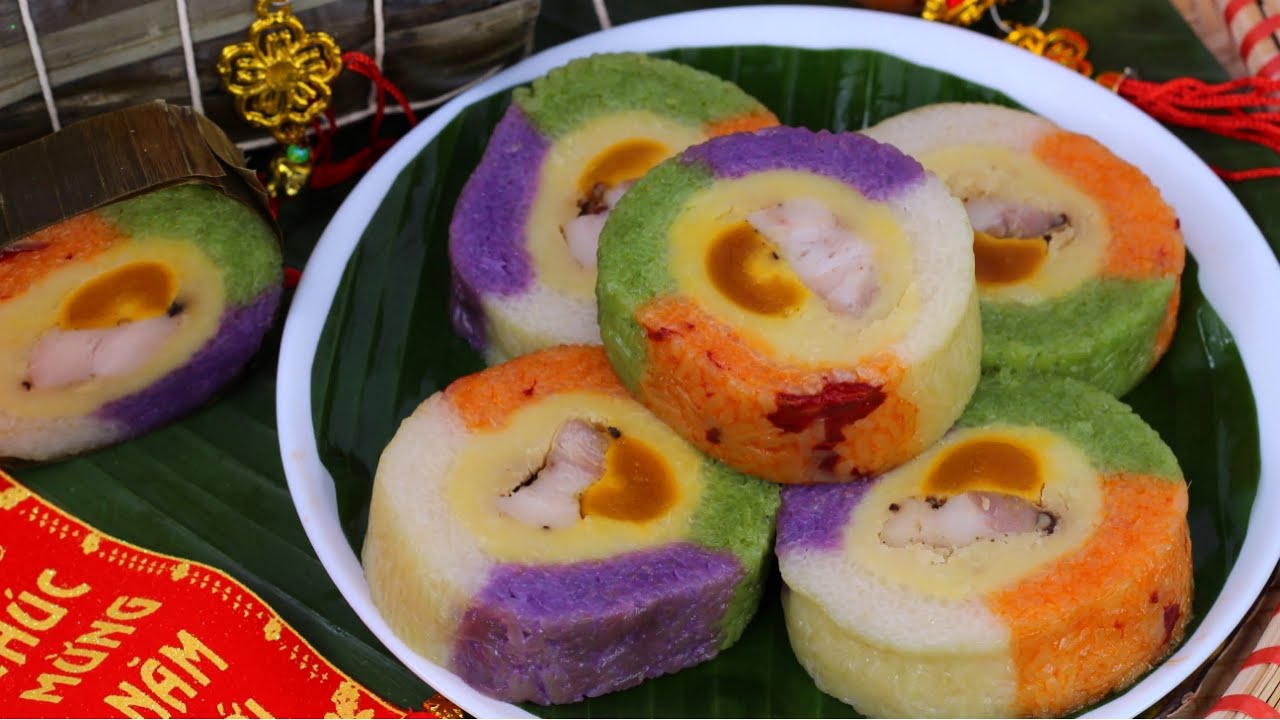 Bánh Tét Ngũ Sắc - NHANH- CỘT DÂY thật ĐƠN GIẢN - Bánh ĐẸP - Nếp DẺO ngon