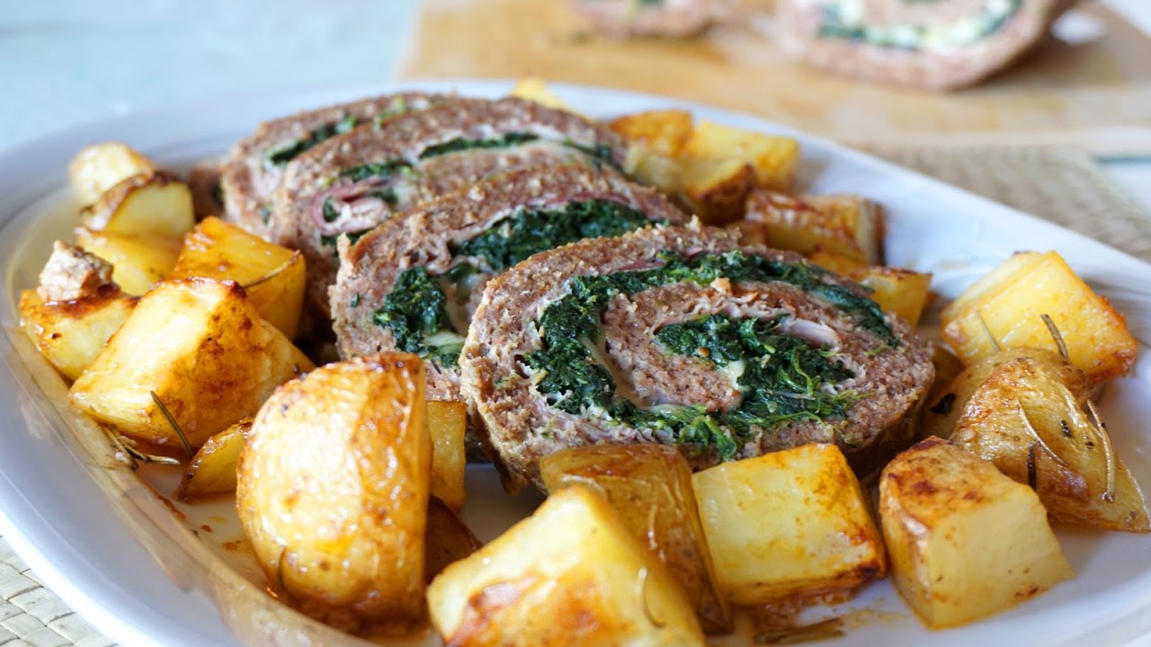 Polpettone con spinaci, mozzarella e prosciutto - Le video ricette di Lara