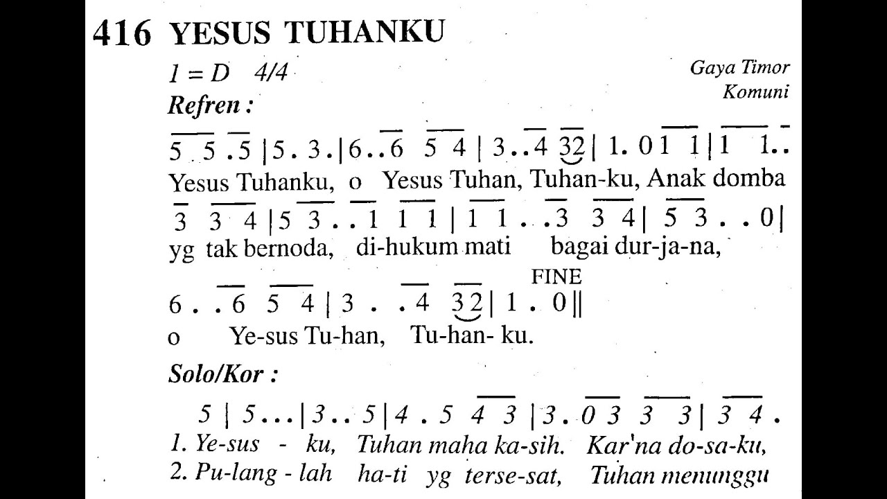 YESUS TUHANKU - Madah Bakti No. 416 - JUMAT AGUNG - Lagu Rohani Katolik