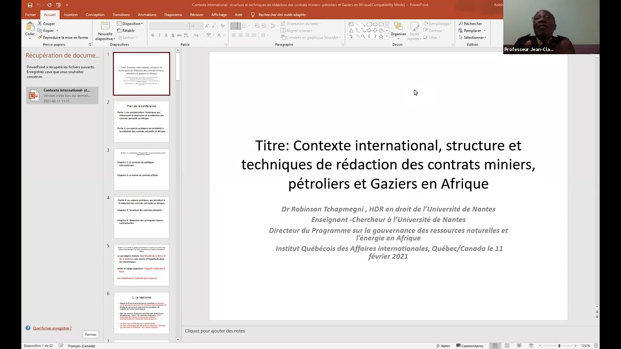 Contexte International, Structure et Techniques de Rédaction des Contrats Miniers (11 février 2021)