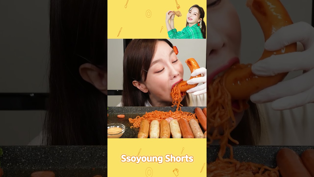 [Mukbang Shorts] 불닭볶음면 🔥 킬바사 소세지 양념치킨 Buldak Ramen Chicken DrumStick Grilled Sausages ASMR Ssoyoung