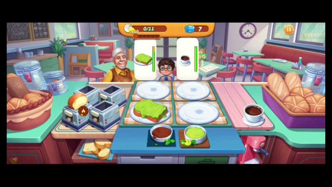 Bermain Game Memasak - Membuat pesanan roti dan kopi untuk pelanggan (Level Pemula) 