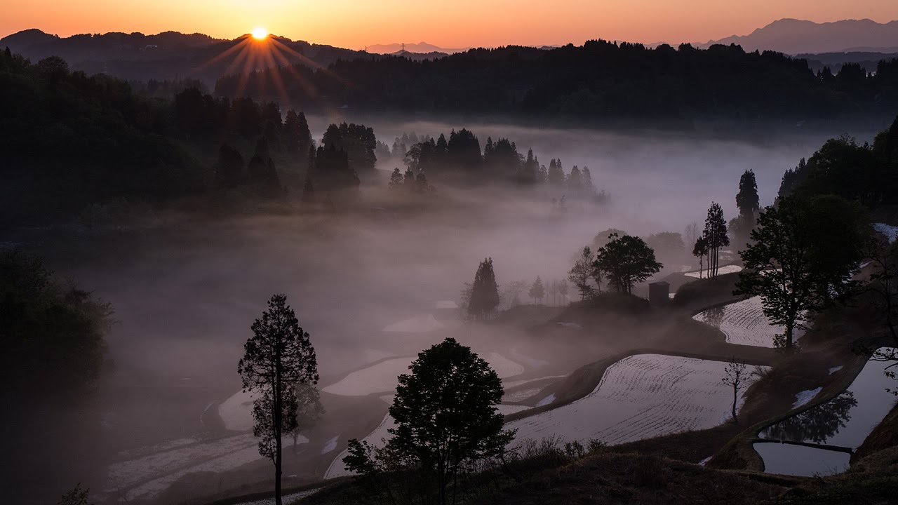 日本の原風景 蒲生の棚田の朝・星空景色 May 2015 