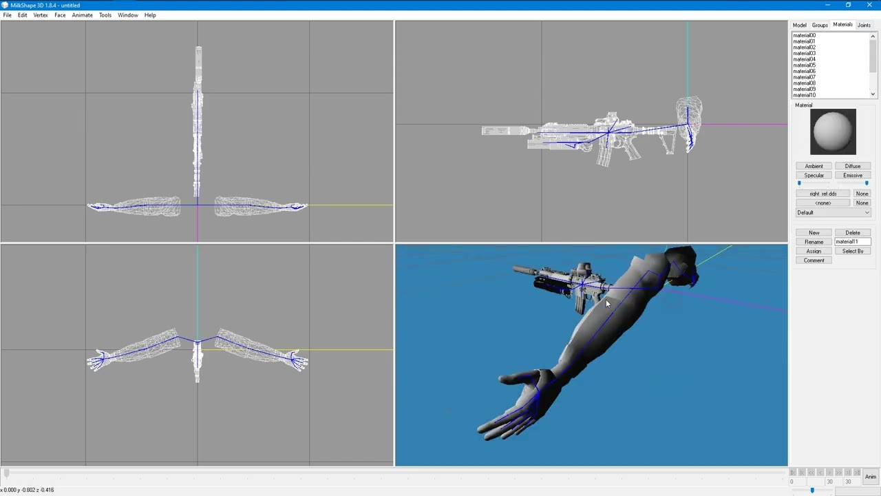 Перенос модели на другой скелет в MilkShape 3D 1.8.4