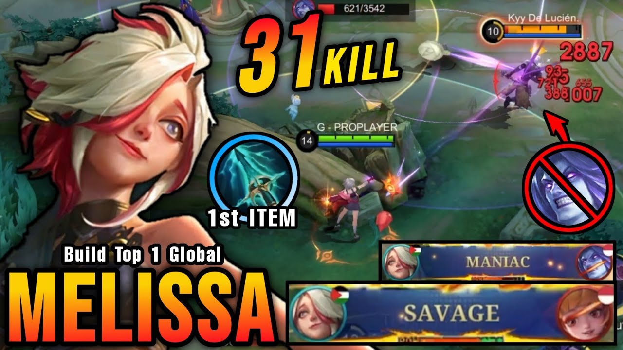 31 Kills + SAVAGE!! Melissa with New Item Sky Piercer (NEW META) - Build Top 1 Global Melissa ~ MLBB