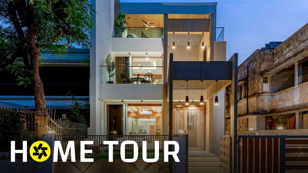 2,600 sq.ft Compact Narrow House in Ahmedabad with Natural Light (Home Tour).