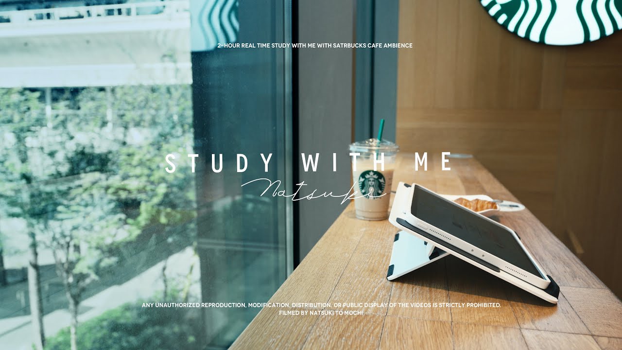 2-HOUR STUDY WITH ME AT STARBUCKS ☕ / No Music + Coffee Shop Ambience☕ / Promodoro 50/10