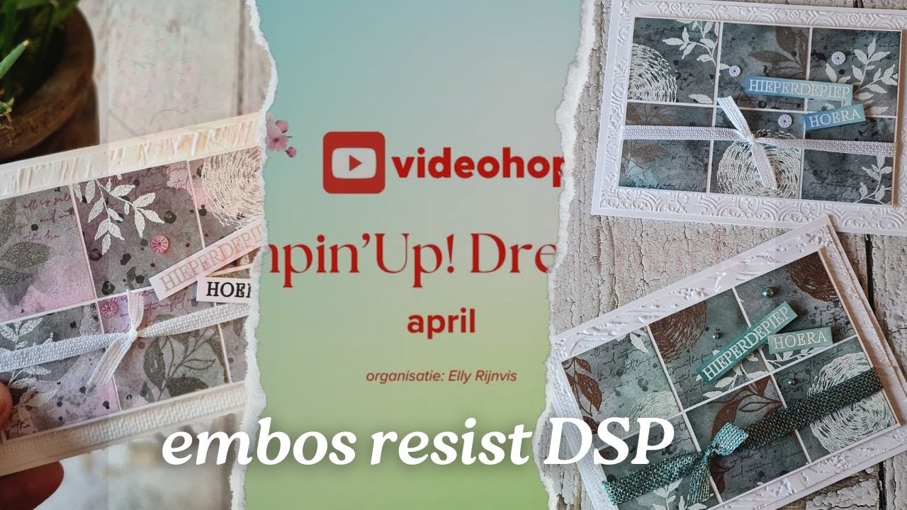 kaart met emboss resist DSP videohop april 2025