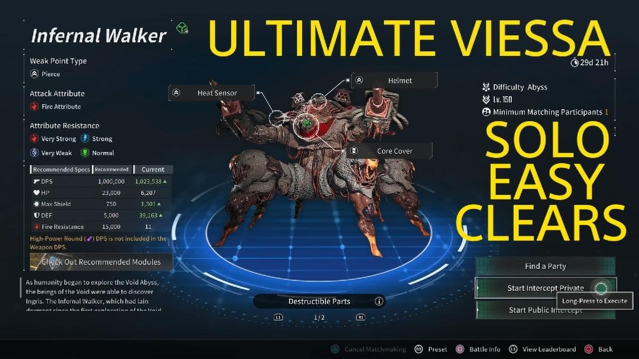 INFERNAL WALKER, SOLO, EASY CLEARS, Ultimate Viessa Build- The First Descendant