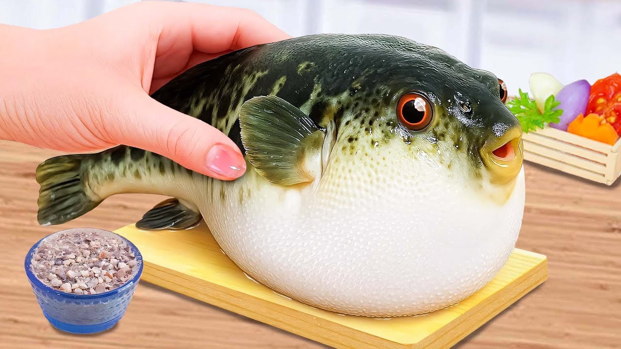 Best Food 🐡 Crispy Fried Pufferfish 🍤🔥 Unique and Crunchy!🔥🍱Tiny Tasty Kitchen