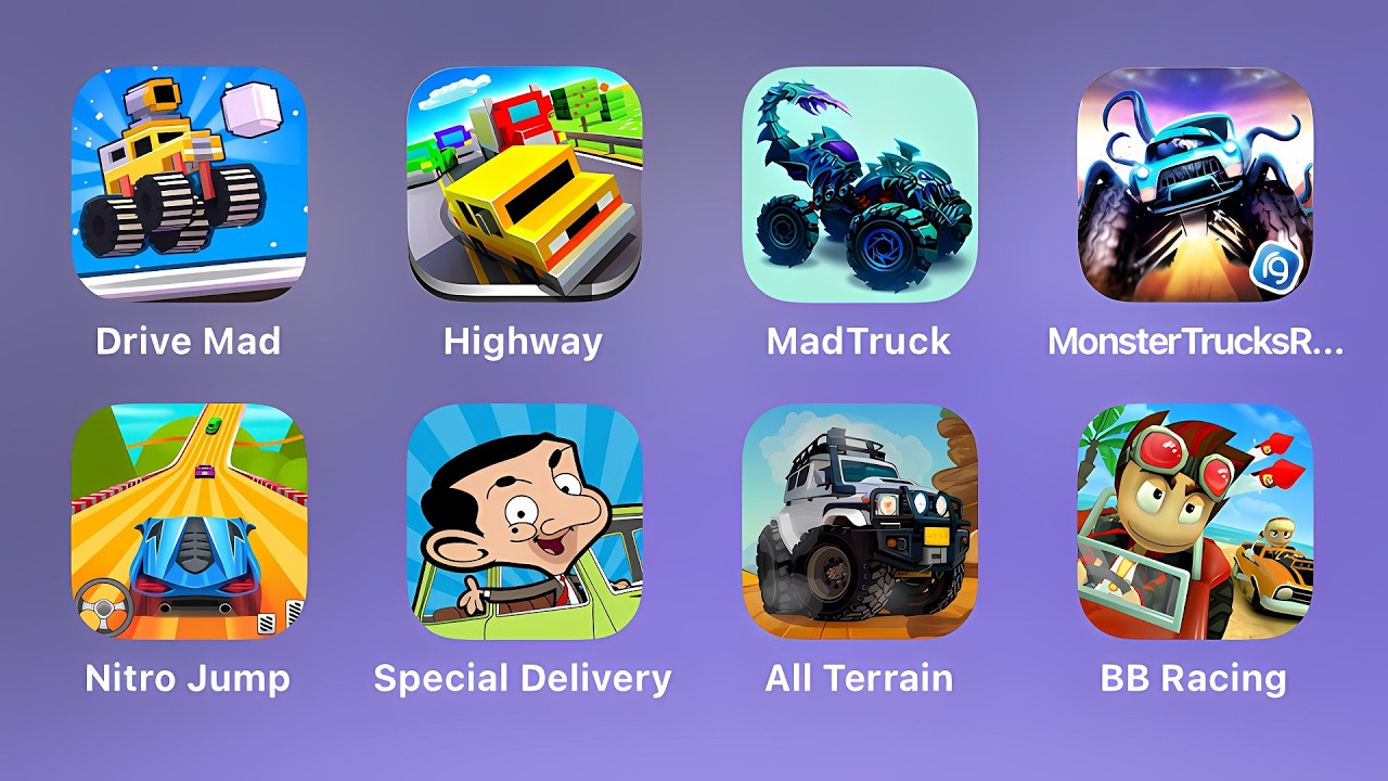 Drive Mad, Blocky Highway, Mad Truck, Monster Truck Racing, Nitro Jump, Special Delivery, All Terrai