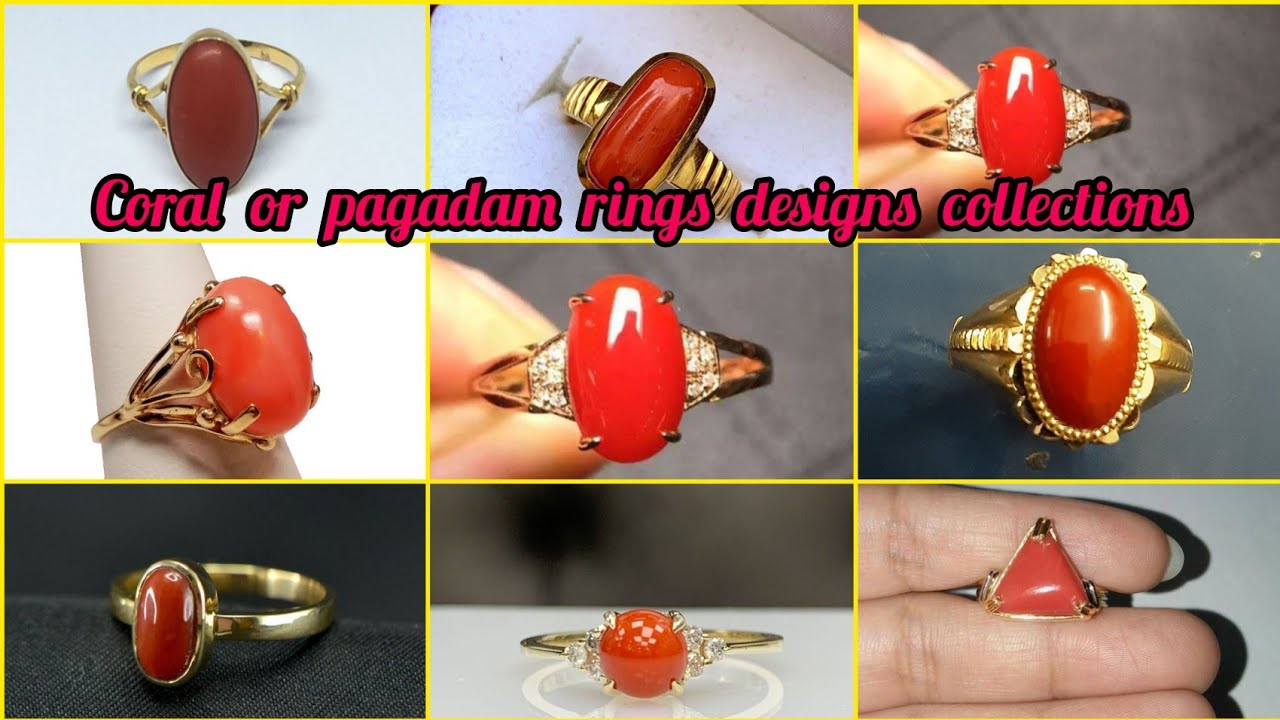 coral or pagadam rings designs for men and women // gold coral rings designs with weight // pagadam