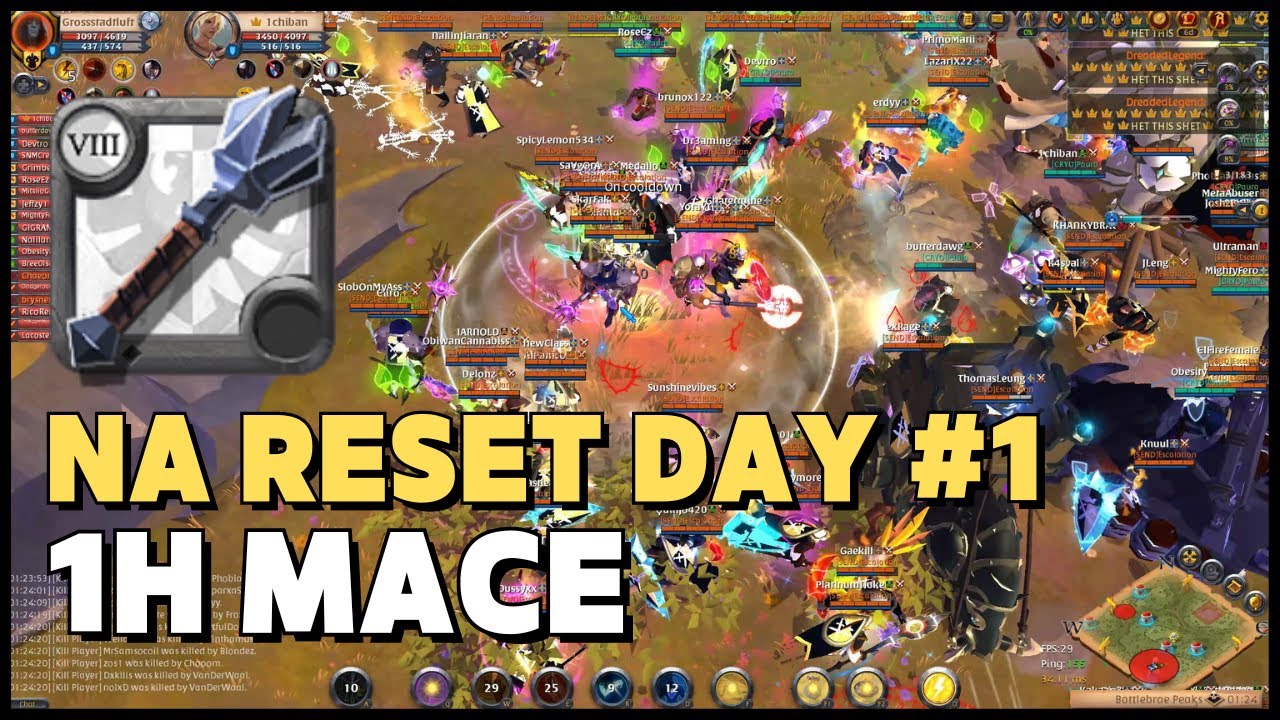Friendly Reset Day Fight vs. Escalation #1 (1h Mace), Albion Online ZvZ/알비온 ZvZ: 에스컬과 리셋 데이 친선전(원핸메)