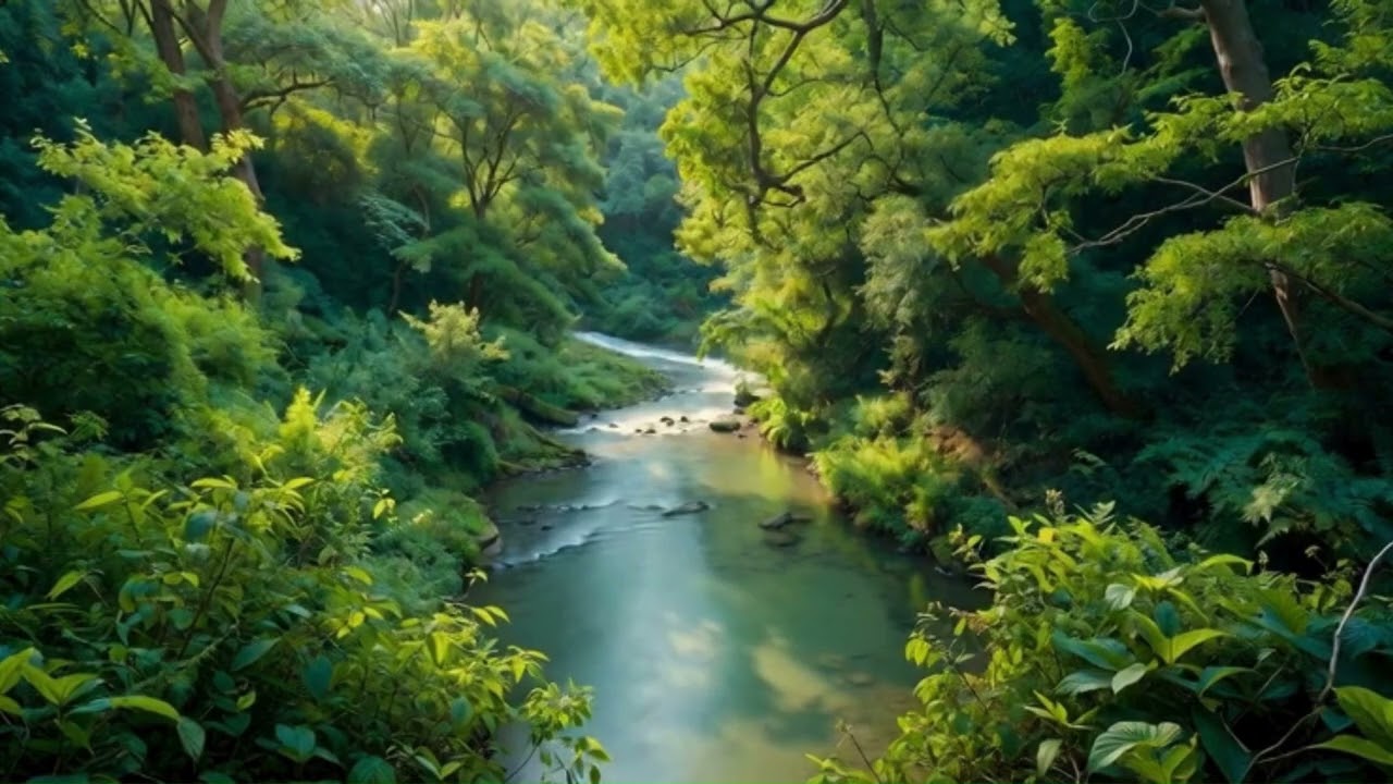 🧘😴🎵 14 – Silent Forest Breathing – Crystal Creek | 1 Hour, langsamer Bach, mit Vogelgesang und Musik