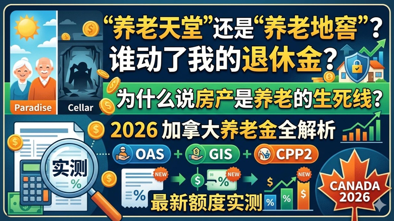 “养老天堂”还是“养老地窖”？谁动了我的退休金？为什么说房产是养老的生死线？2026 加拿大养老金全2026 加拿大养老金全解析：OAS、GIS、CPP2 最新额度实测