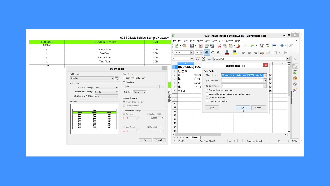 Placing Spreadsheets as Tables - BricsCAD