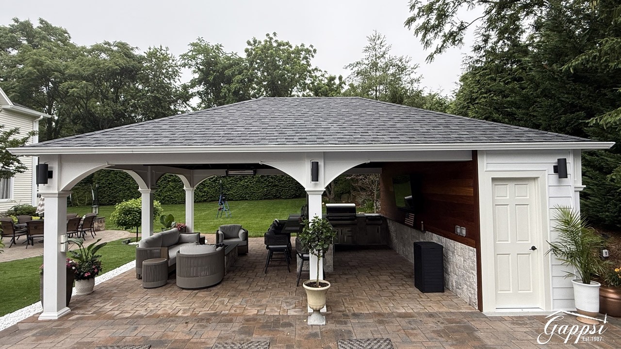 Country Lane Pavilion and Outdoor Kitchen Built in Dix Hills, NY