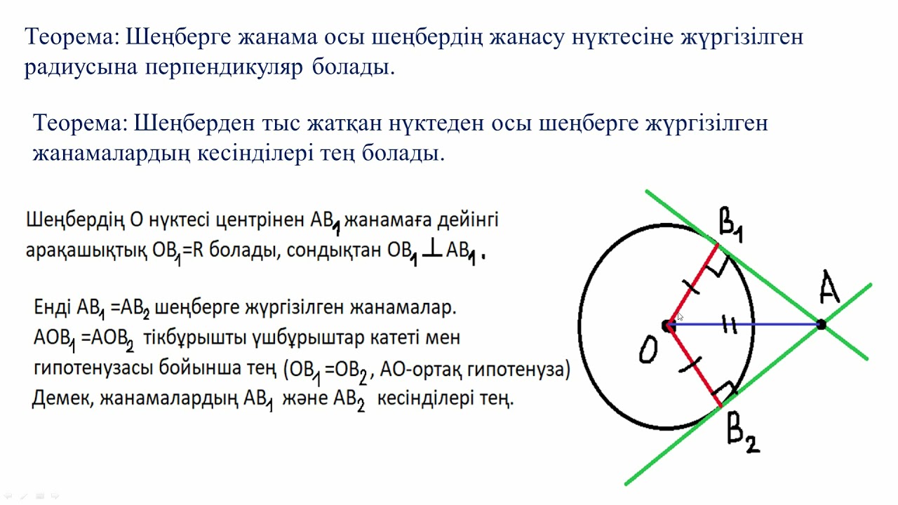 IV тоқсан, Геометрия, 7 сынып,  Түзу мен шеңбердің өзара орналасуы