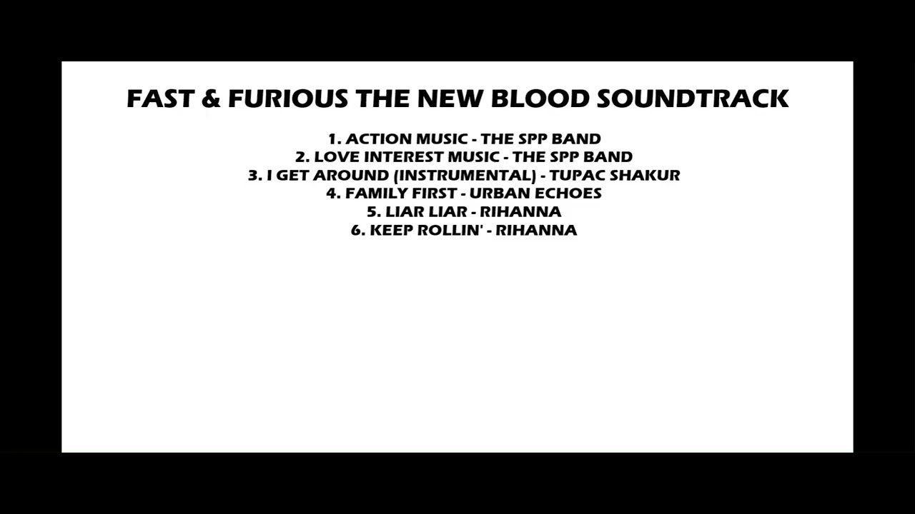 FAST & FURIOUS THE NEW BLOOD SOUNDTRACK