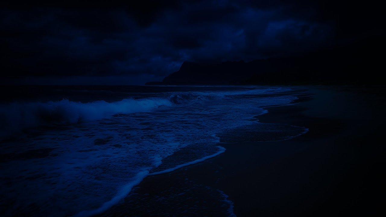 Deep Sleep with Ocean Waves Sounds | Dark Night Ocean Ambience to Quiet Thoughts and Drift Into Rest