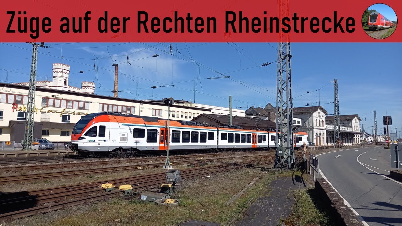 Z&uuml;ge auf der Rechten Rheinstrecke (Trains on the East Rhine Railway)