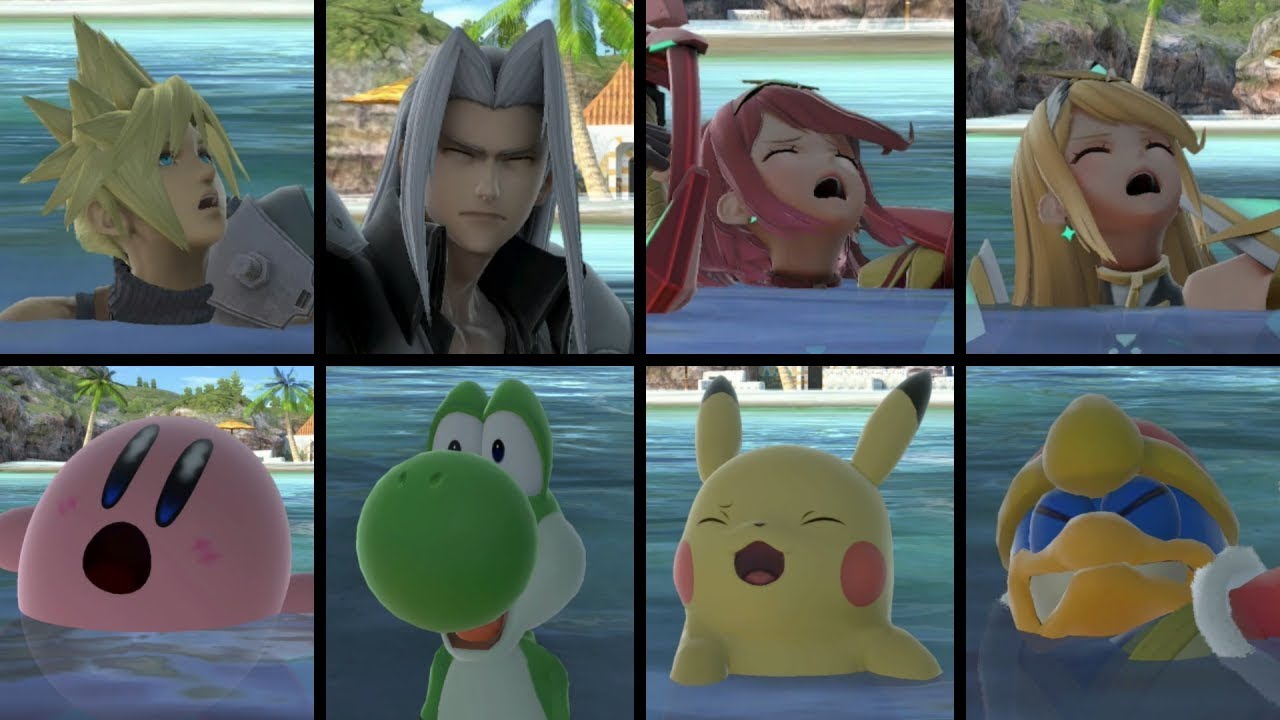 全ファイター溺れモーション集 (マリオ～ソラ) / All Drowning Animations (Mario-Sora) #スマブラSP #SSBU