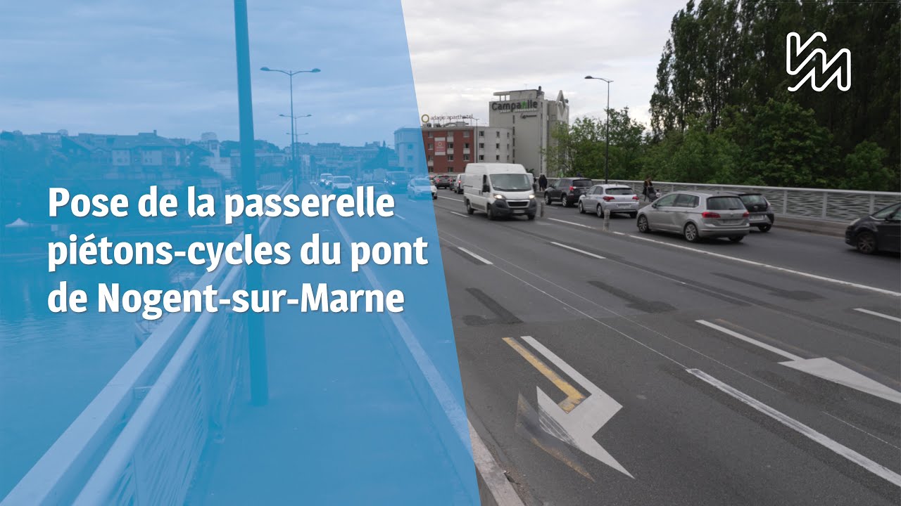 Pose de la passerelle du pont de Nogent-sur-Marne