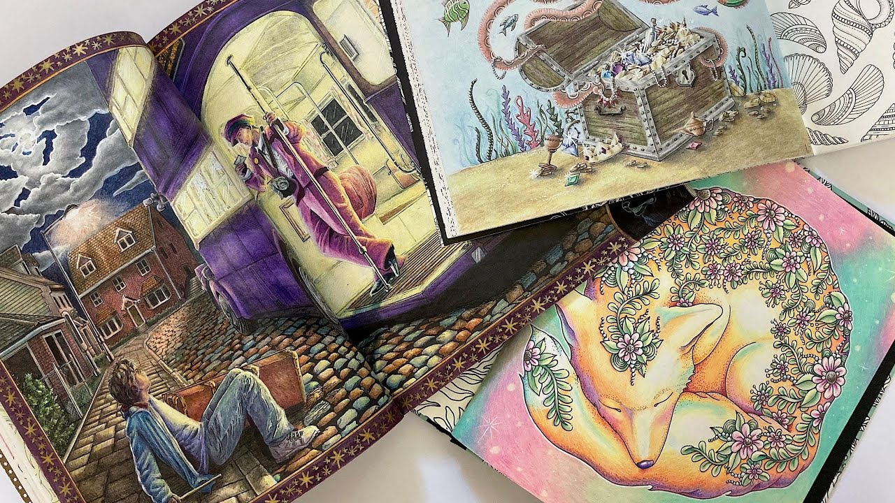 Flip-through of Completed Coloring Pages and WIPs⎢Adult Coloring