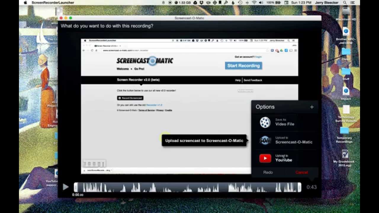 Screencast from a Web Browser using Screencastomatic