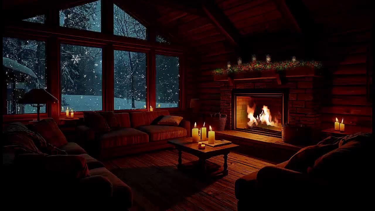 Fireplace Jazz in a Cozy Winter Cabin 🔥 Slow Night Lounge