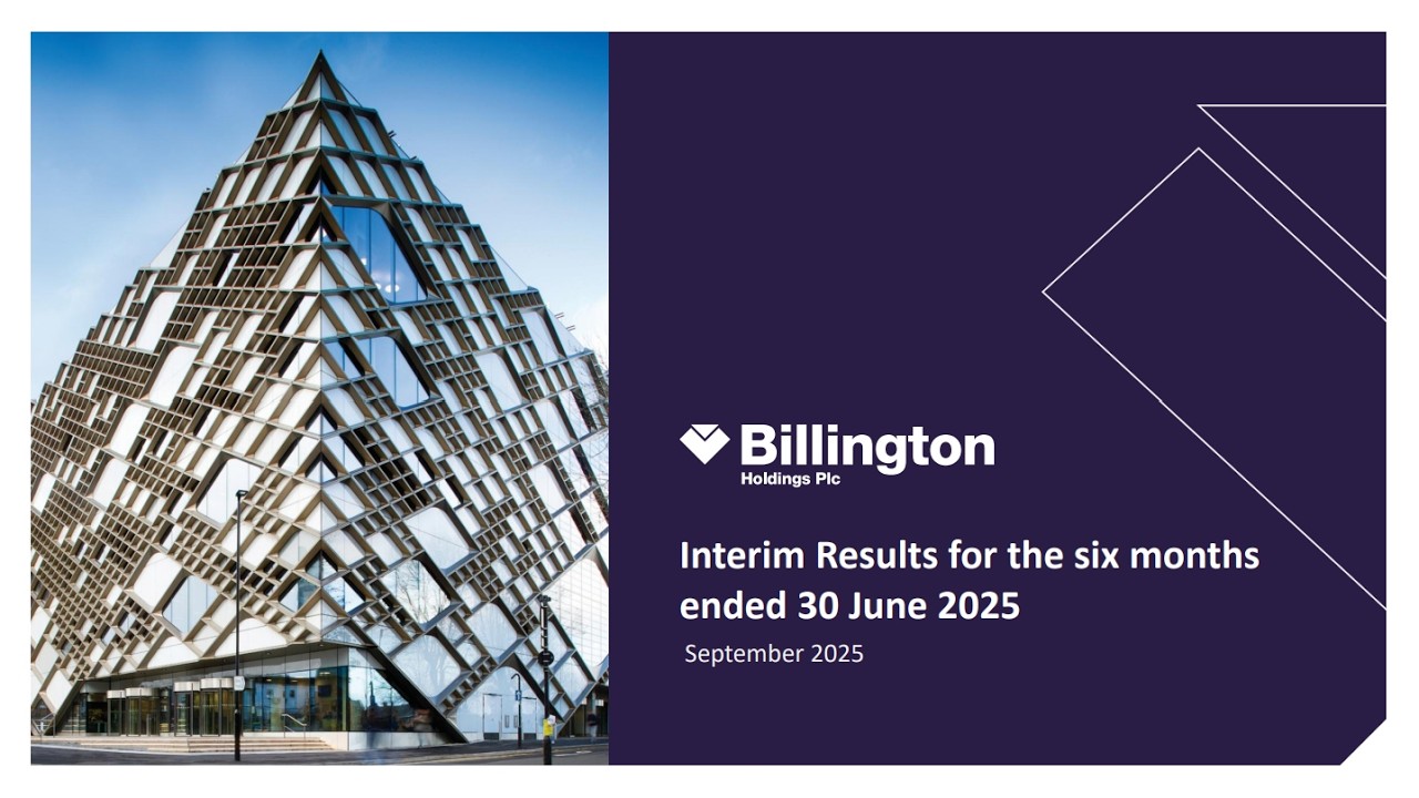 BILLINGTON HOLDINGS PLC - Interim Results