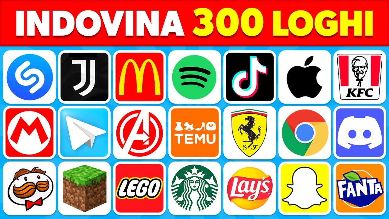 Indovina il Logo in 3 Secondi | 300 Loghi Famosi | Quiz sui Loghi 2024