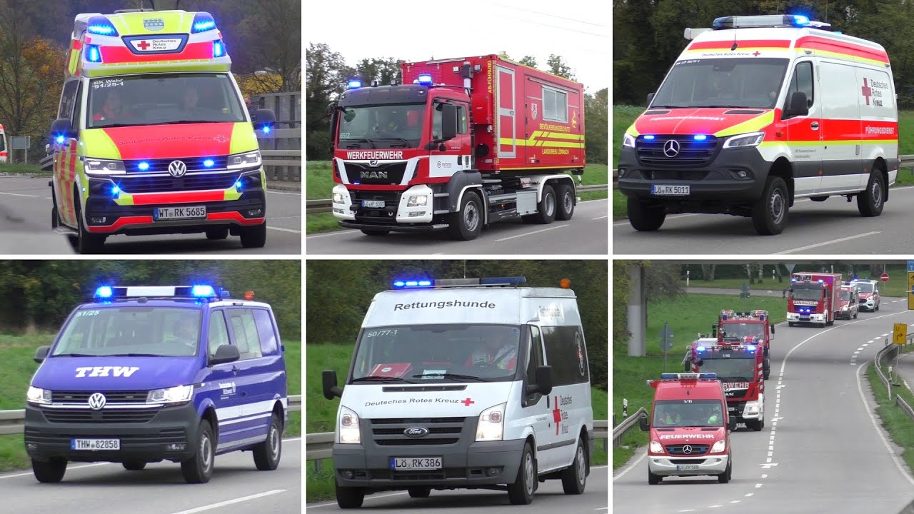 [ZUGBRAND IN TUNNEL - ÜBER 200 VERLETZE] Einsatzfahrten zum Katzenbergtunnel in Efringen-Kirchen