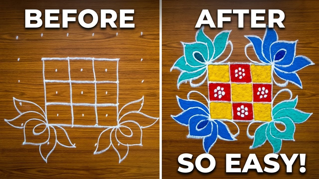 Easy Diwali Rangoli Design Step by Step | Simple & Beautiful