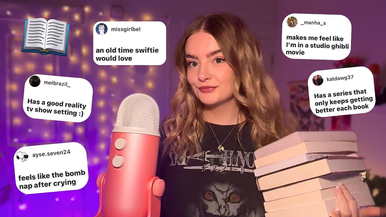 ASMR giving you 15 oddly specific book recommendations 📚✨