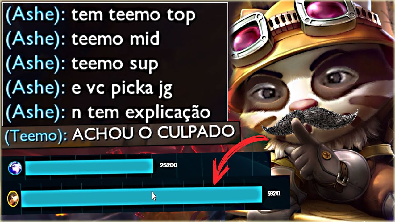 TEEMO COGUMELO NUCLEAR CALANDO A BOCA DO FALADOR QUE RECLAMOU DO PICK