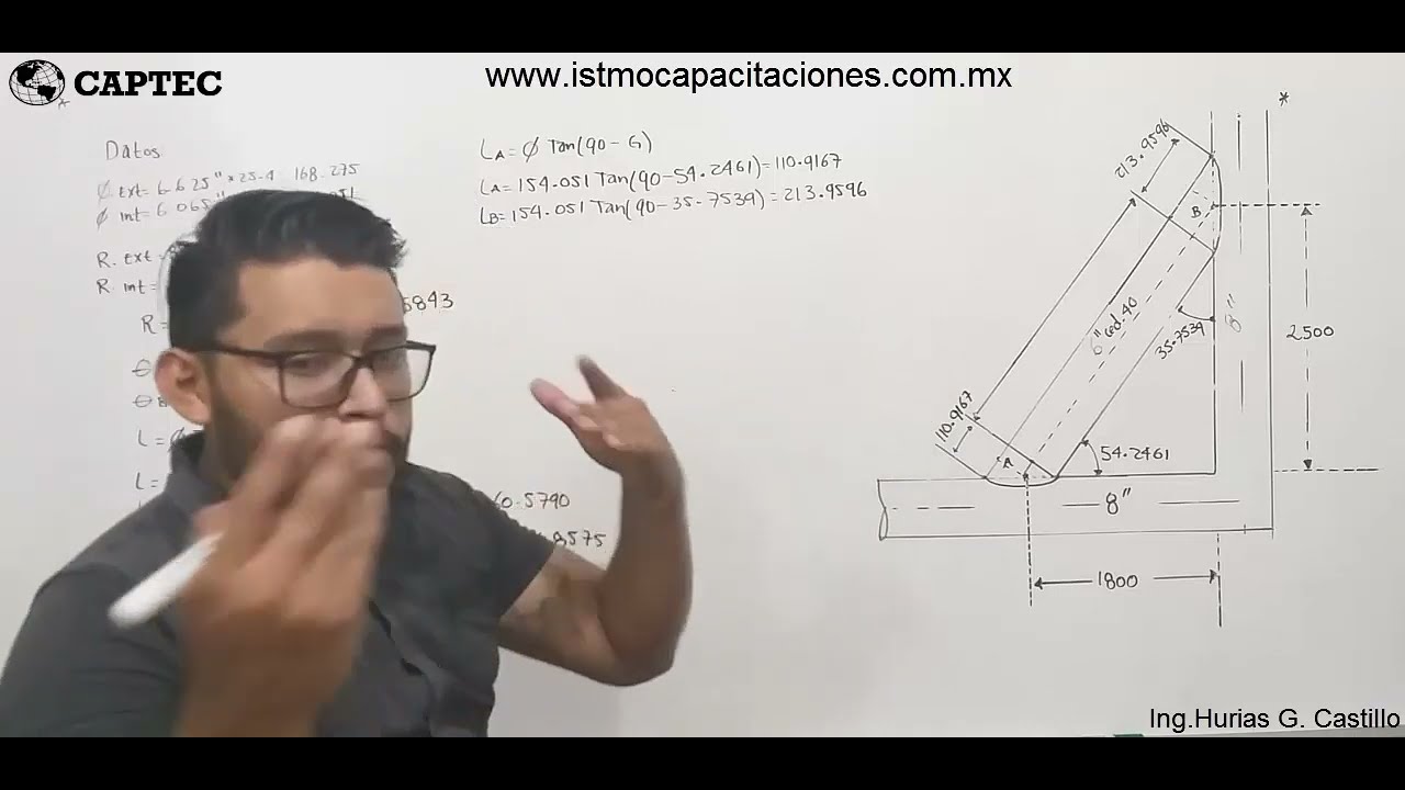 Breis de centro a centro Tubería- inserto a grados- inserto a grados paso a paso.