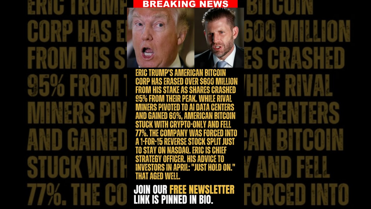 BREAKING: HAHA! FART OF THE DEAL! Eric Trump loses $600 MILLION as his latest Bitcoin venture