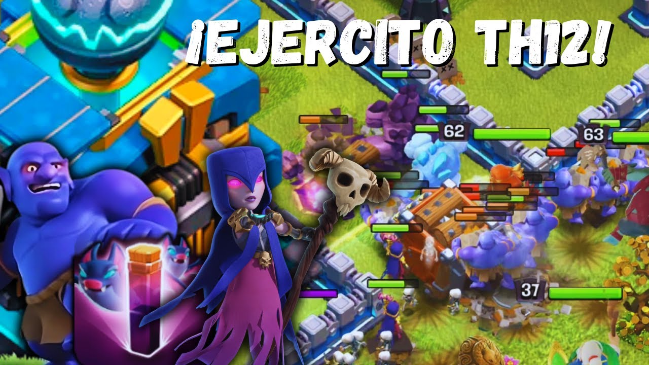 EL MEJOR EJÉRCITO para TH12: Brujas + Lanzarrocas + Murciélagos ¡DESTRUYE AL 100%!