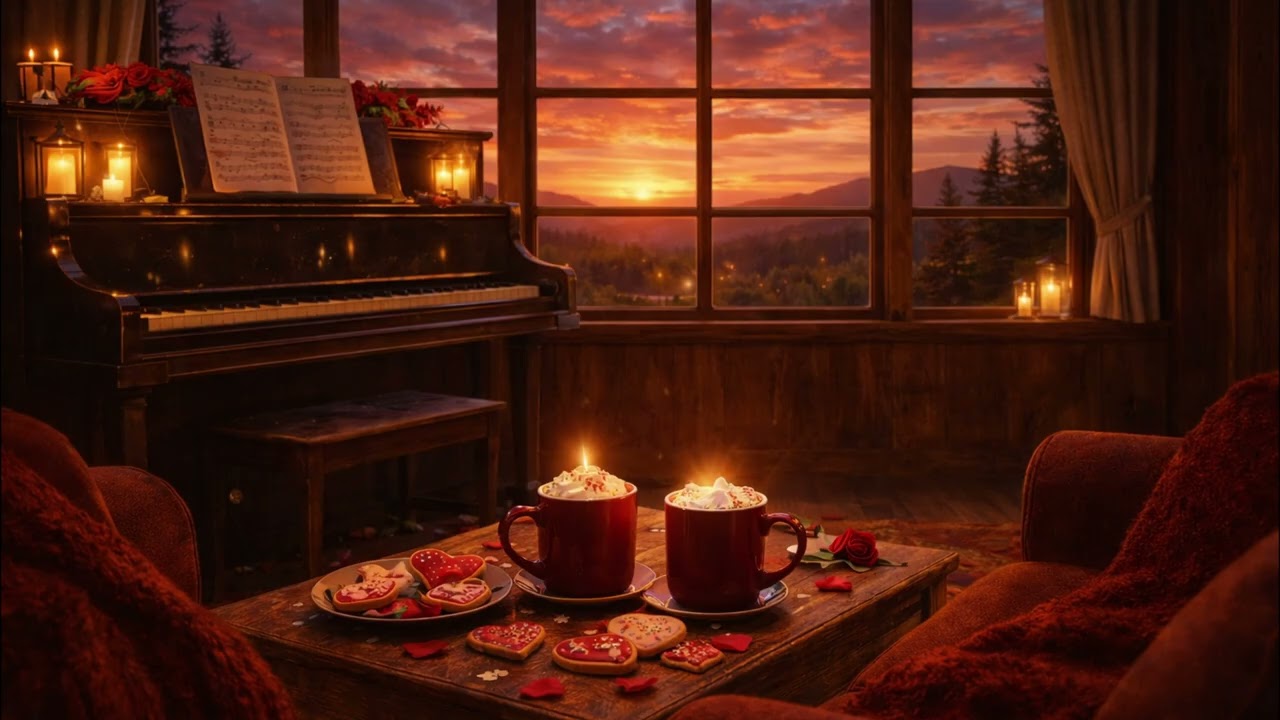 Valentine’s Day Cozy Ambience ❤️ Romantic Candlelight and piano for Sleep, Relax & Study (8 Hours)4K