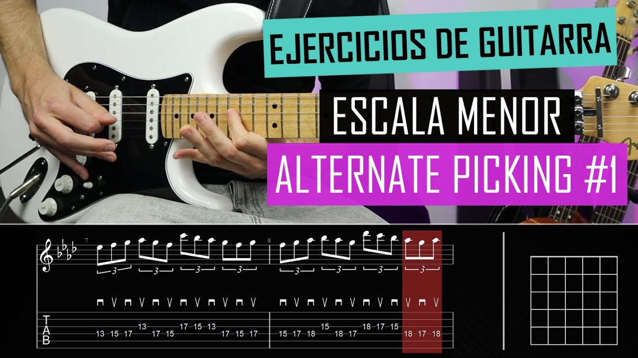 Mejora tu destreza con la guitarra: ejercicio de alternate picking con la escala menor