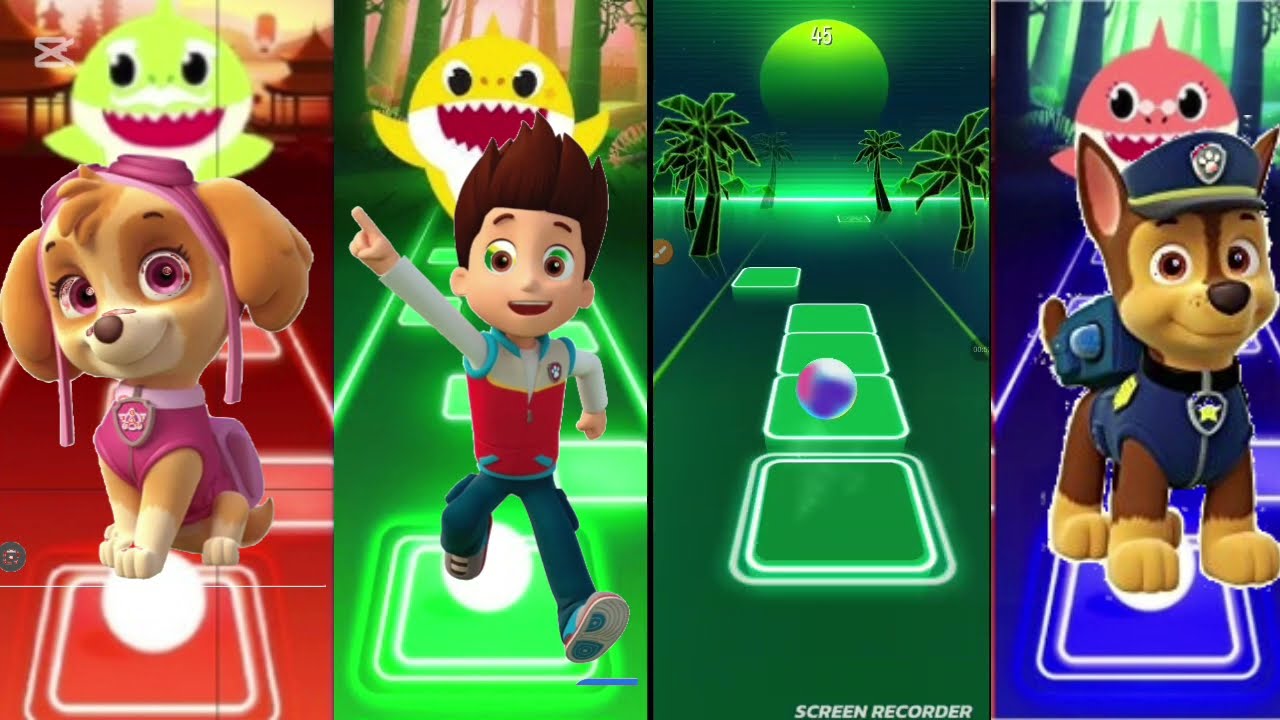 Paw Patrol Team Sky vs Ryder vs Rubble vs Chase Coffin Dance Music Tiles Hop EDM Rush