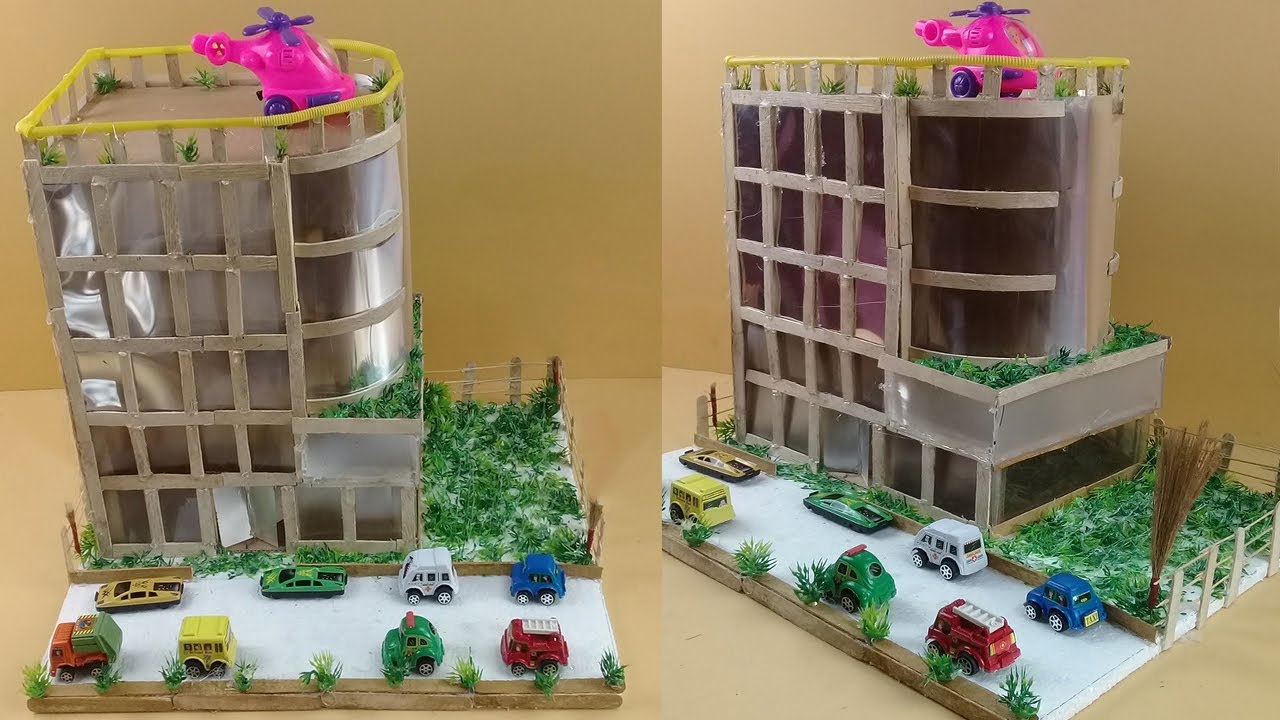 How to Make Mini Shopping Mall With popsicle sticks at Home | Homemade Popsicle Sticks House